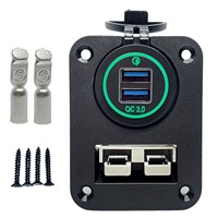 Connecteur d'alimentation Anderson, double prise USB QC3.0, 50A, montage sur panneau, chargeur rapide LED, tension 12-24V