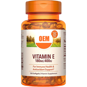 Cápsulas blandas de vitamina <span class=keywords><strong>E</strong></span> de 180mg de etiqueta privada OEM para la salud inmunológica, soporte antioxidante, suplemento de vitamina de 100 cápsulas blandas - Product Image 1