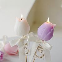 Bougies parfumées en forme de tulipe en gros, cadeaux de mariage pour invités, bougies en cire de soja à marque privée pour événements et fêtes