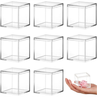 Boîtes en Acrylique Transparentes, Petites Boîtes à Bijoux Carrées en Plastique, Mini Récipients Cubiques avec Couvercles pour Bonbons et Bijoux