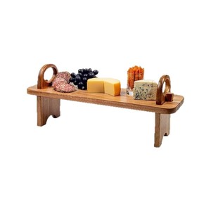 Cross-border portable double-layer wooden <b>tray</b>, home use, simple wooden <b>dinner</b> plate, wooden ornament, light luxury dessert - Product Image 5