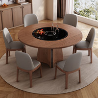 Table et chaises demi-lune extensibles en bois massif de style minimaliste, adaptées aux hôtels, restaurants et maisons