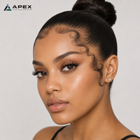 Autocollant Tatouage Temporaire Imperméable Non Réfléchissant Style Coréen Floral pour Bords de Cheveux de Bébé, Effet Ligne de Cheveux Fausse, 110x180mm, Noir, pour Femmes