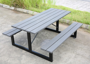 Đồ Nội Thất Ngoài Trời Thương Mại 6 Chân Bằng Gỗ Dã Ngoại Bàn Ăn Đồ Nội Thất Sân Vườn Đặt Bên Ngoài Patio Bàn Cà Phê Với Băng Ghế Dự Bị - Product Image 6