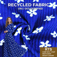 Tissu tricoté jacquard côtelé GRS OCS, 95% polyester, élasthanne, tissu recyclé, 230 GSM, pour l'industrie du vêtement, stock d'usine textile