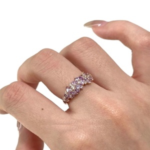 Anello di Lusso con Foglia di Cristallo Viola per Donne |   Fede nuziale placcata in <span class=keywords><strong>oro</strong></span> <span class=keywords><strong>rosa</strong></span> con zirconi cubici |   Gioielli alla Moda per Feste - Product Image 5
