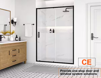 Puerta de ducha sin marco deslizante doble de vidrio templado de acero inoxidable negro para baño de diseño de bajo precio