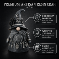 Statue de gnome sorcière mystique moderne avec pentagramme et lune, figurine en résine pour Halloween et décoration intérieure