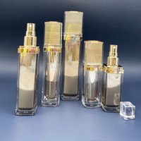 Flacon pulvérisateur pour le corps personnalisé en usine, flacon pulvérisateur de luxe avec pompe, ensemble d'emballage cosmétique carré, 100 ml, 50 ml, métallisation or mat