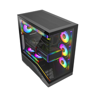 Full View Mid Tower ATX Gaming Case Tempered Glass Front and Side With Cooling Holes Supports 360mm Top Radiator Port in Stock