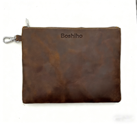 Sac de golf en cuir véritable Boshiho avec fermeture éclair, grande capacité, rangement pour balles de golf, accessoires, pochette pour objets de valeur