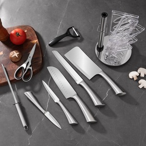 Juego de 8 Cuchillos de Cocina de Metal con Patrón de Puntos, Base Giratoria Lazy Susan, Cuchillo para Picar, Rebanar y Cocinar - Product Image 4
