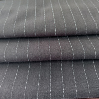 Tissu uni teint unique, extensible, noir, 330 g/m², 63 % polyester, 33 % viscose, 4 % élasthanne, pour costumes et vêtements pour garçons