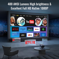 Proyector Portátil R2 Pro con Enfoque Automático, Sistema Operativo Android 9.0, Soporte 4K, 400 Lúmenes, Sonido Estéreo HIFI para Aplicaciones de Streaming y Cine en Casa