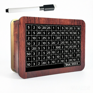 Tirelire en bois avec tableau noir pour enfants - Boîte à monnaie avec suivi des économies - Pot de <span class=keywords><strong>d</strong></span>éfi visuel pour économiser des pièces de monnaie - Cadeau éducatif financier - Product Image 1