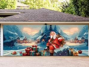 Bannière de porte de <span class=keywords><strong>garage</strong></span> Père Noël, grande peinture à l'huile de Noël, toile de fond de Noël pour la décoration de fête, vente en gros d'articles de Noël - Product Image 6