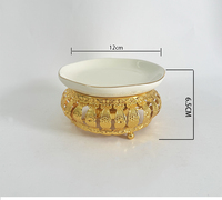 Brûleur d'encens en céramique arabe de luxe avec support en métal doré Mabkhara pour Bakhoor Oud Charbon Décoration d'intérieur Cadeau Ramadan Style Islamique