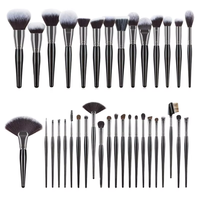 Pinceau professionnel pour le visage, grand pinceau à poudre, fard à paupières, poils synthétiques, manche en bois, 1 pièce, ensemble de pinceaux de maquillage noir