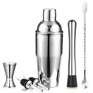 Hot Barman Zesdelige Roestvrijstalen Bartending Tool Set Bar Cocktail Shaker