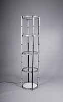 Présentoir à tour torsadée pliante pour salon professionnel Compteur rotatif rond en aluminium pour présentoirs