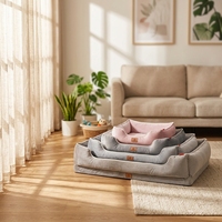 Canapé-lit pour chien en gros avec support en mousse alvéolée, housse amovible et lavable en peluche PV pour grands chiens OEM ODM