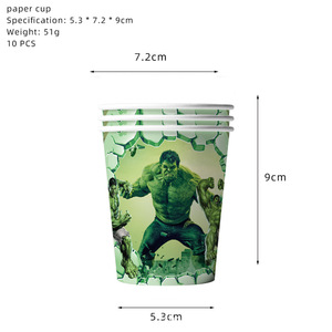 Ensemble de vaisselle jetable en papier pour décoration de fête d'<span class=keywords><strong>anniversaire</strong></span> sur le thème de <span class=keywords><strong>Hulk</strong></span> vert - Product Image 5