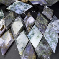 Vente en gros de pierres naturelles de guérison, artisanat en cristal, énergie, méditation, agate mousse, tranche en forme de losange pour la décoration