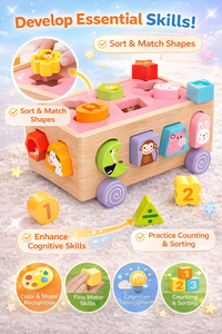 स्मार्ट 18 छेद पशु के आकार की खुफिया कार मोंटेसरी लकड़ी के खिलौने बॉक्स स्टेम नए खिलौने - Product Image 5