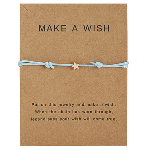 Rinhoo Star Charm Cuerda de cera minimalista Pulsera de Amistad ajustable <span class=keywords><strong>Make</strong></span> A Wish Tarjeta de felicitación Joyería hecha a mano - Product Image 3