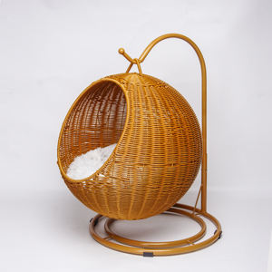 Sedia Amaca in Rattan Sintetico da Esterno con Supporto, Cuccia per Piccoli Animali come Criceti, Cani, Conigli e Gatti - Product Image 1