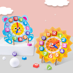 Best-selling Preschool Age Child Cognitive Shape Toys Geometric Wooden Digital Clock High Quality Wooden Digital Clock Toy - Product Image 3