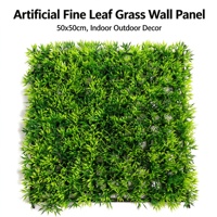 Panneau mural en herbe artificielle à feuilles fines, vert, 50x50cm (20x20 po), pour décoration intérieure et extérieure, jardin et aménagement paysager, personnalisable OEM