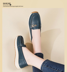 Nouveaux modèles Xuanhui, mocassins à bout rond, coutures, boucle dorée, fuchsia, PU souple, <span class=keywords><strong>semelle</strong></span> <span class=keywords><strong>épaisse</strong></span> de 3 cm, pour femmes - Product Image 5