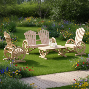 Grande Set Lounge da Giardino Ergonomico in Legno di Abete Massiccio, Arredamento da Esterno per 4 Persone, Design Rustico - Product Image 2