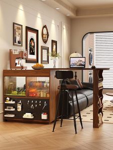 <span class=keywords><strong>Tavolo</strong></span> da Bar in Legno Massello Jincheng con Partizione Retrattile e Armadietto - Product Image 3