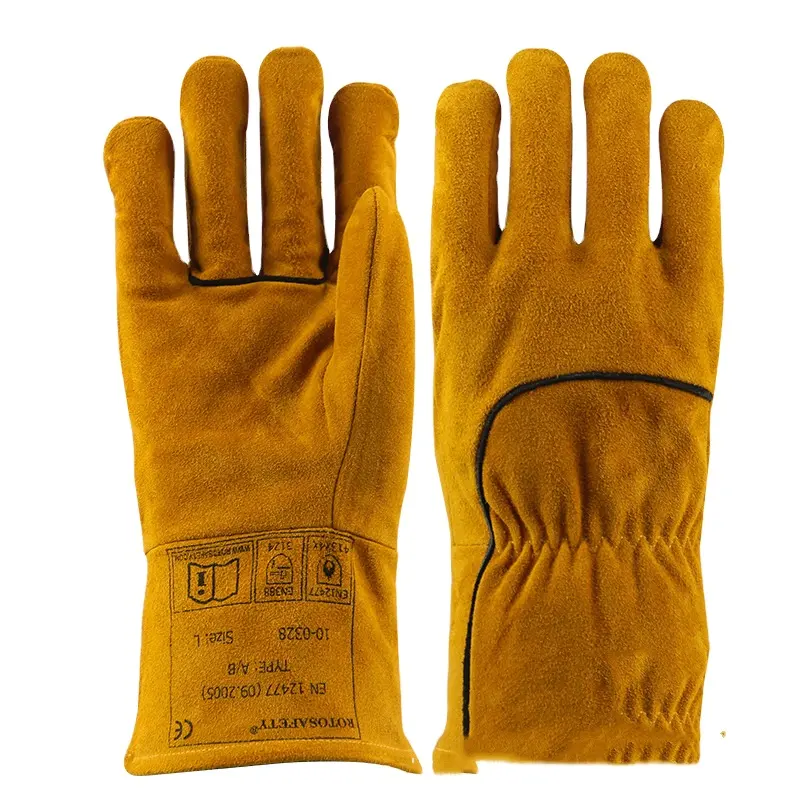 Gants de soudage imperméables en cuir de vache, manicle soudeur résistants à l'usure et thermo-isolant, anti-hautes températures, ignifuge