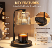 Lampe chauffe-bougie avec minuterie et variateur d'intensité - Chauffe-cire électrique réglable pour bougies parfumées en grand pot