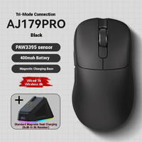 Ajazz AJ179 Pro Tri Mode Mouse Gaming Nirkabel Isi Ulang untuk Komputer dengan Basis Pengisian Daya Magnetik PAW3395