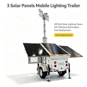 Torre de Iluminación Solar Móvil de Silicio Monocristalino de 3*380W, Mástil Telescópico de 6.5-9M de Altura, 4*100 Luces LED para Jardín - Product Image 2