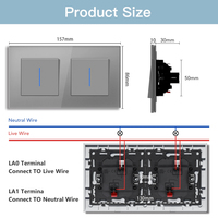 Prise murale électrique Mvava avec panneau en verre 86mm EU/UK Blanc 10A 65W Charge rapide USB Type-C Double Pôle 4 Voies TV Téléphone