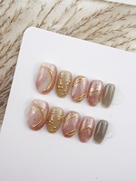 Vente en gros usine 10 pièces Faux ongles courts faits main à presser, motifs art floraire, fleurs mélangées, perles, étoiles et œil de chat