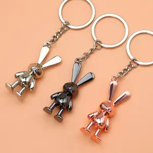 Porte-clés en métal avec logo personnalisé burna boy, mignon lapin, sac à breloques 3D kung fu gothique Grunge lapin porte-clés mauvais lapin