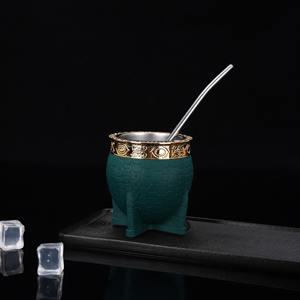 Mug à bière en acier inoxydable à double paroi isolé sous vide de 180 ml, gourde à yerba mate <span class=keywords><strong>argentine</strong></span> avec paille bombilla - Product Image 2