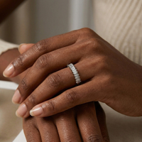 Anillo de Plata de Ley 925 con Circonita Brillante, Diseño Geométrico Irregular, Joyería de Moda Popular en Oferta para Mujer