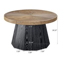 Table basse ronde pour salon, table centrale de style farmhouse de 31,5 pouces, tables à thé circulaires modernes en bois pour bureau