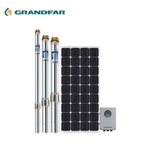 Deep Well 4 inch 2hp 135M Max Head Upright Solar Pump AC DC Solar Submersible Water Pump Solar Deep Well Pump System