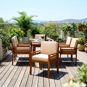 Chaise de jardin contemporaine en rotin pour l'extérieur, pliable, éco-responsable, avec structure en bois massif, idéale pour restaurant, hôtel, cuisine, cour, villa - Product Image 1