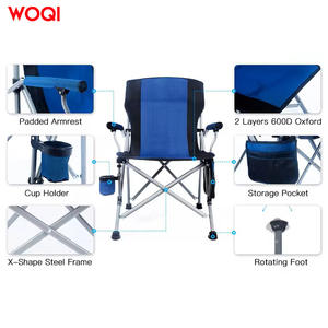 Chaise de camping pliable Woqi en aluminium et tissu Oxford bleu foncé avec sac isotherme, chaise de jardin - Product Image 2