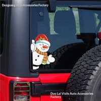 Autocollants décoratifs et de salutation pour voiture en PET imperméable réutilisable, motif Père Noël et elfe, best-seller transfrontalier