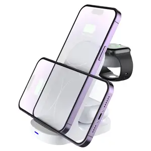 Multifunction Foldable 3 In 1 Support Qi Fast Charging Mobile Charger Wireless Smart Watch Charger Cell Phone Holder